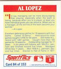 Al Lopez #84 Baseball Cards 1989 Sportflics Mini the Unforgetables Prices