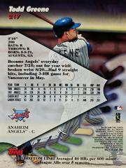 Rear | Todd Greene Baseball Cards 1998 Stadium Club