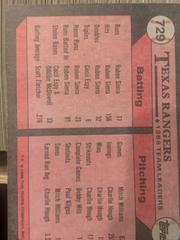 Back Of Card | Rangers Baseball Cards 1989 Topps American Baseball