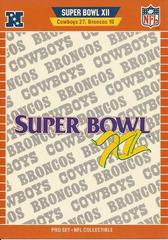XII Football Cards 1989 Pro Set Super Bowl Inserts Prices