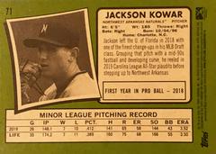 Rear | Jackson Kowar Baseball Cards 2020 Topps Heritage Minor League
