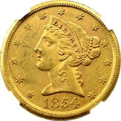 1854 D [WEAK D] Coins Liberty Head Half Eagle Prices