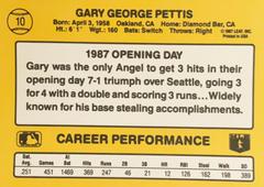 Rear | Gary Pettis Baseball Cards 1987 Donruss Opening Day