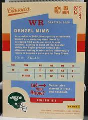 Back Of Card | Denzel Mims Football Cards 2020 Panini Chronicles Classics