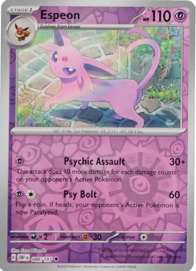 Espeon Reverse Holo Prijzen Pokemon Obsidian Flames Pokemon Kaarten