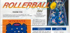 Rollerball - Manual Foldout | Rollerball NES