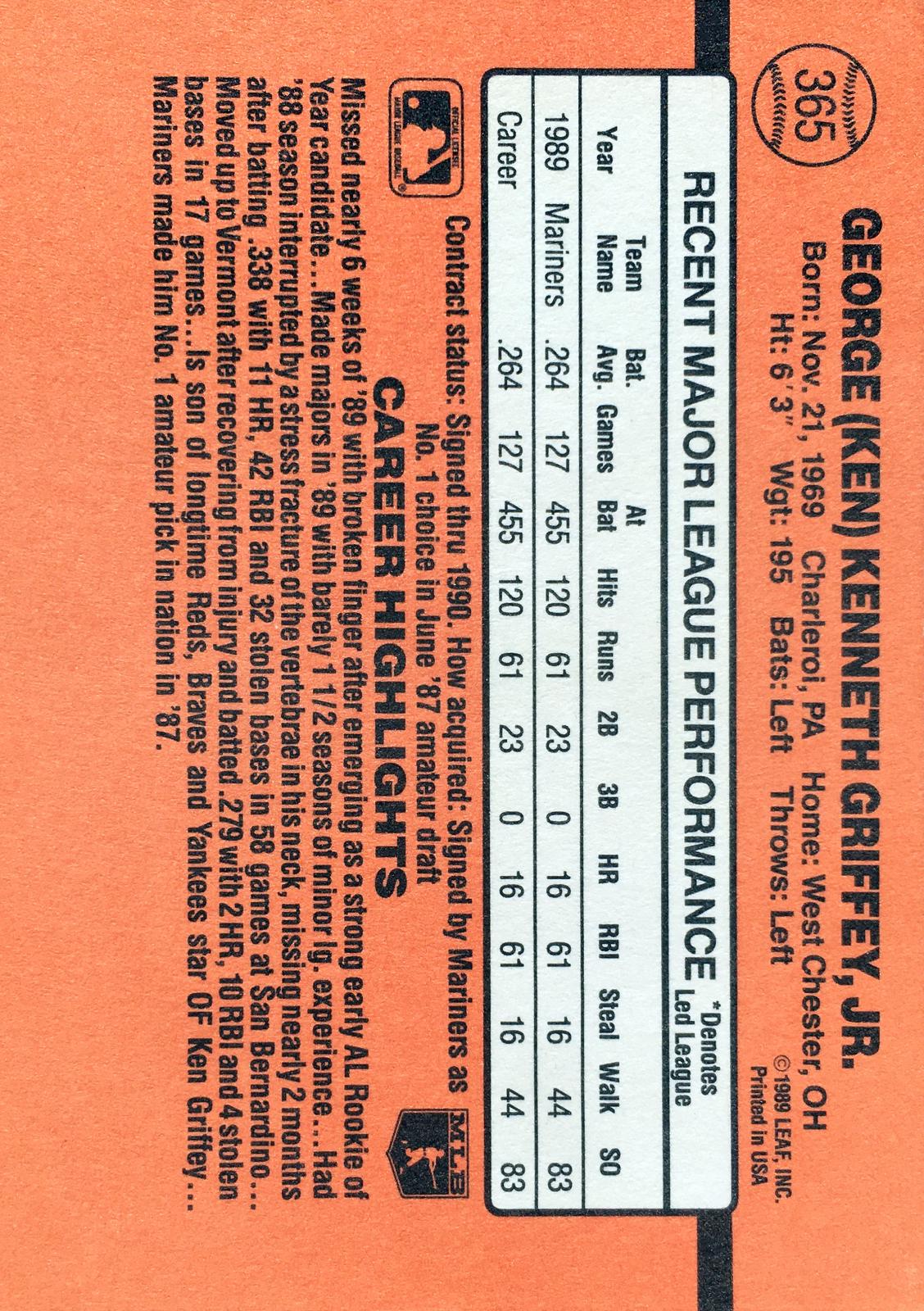Ken Griffey Jr. #365 Prices | 1990 Donruss | Baseball Cards