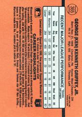 Card Back | Ken Griffey Jr. Baseball Cards 1990 Donruss