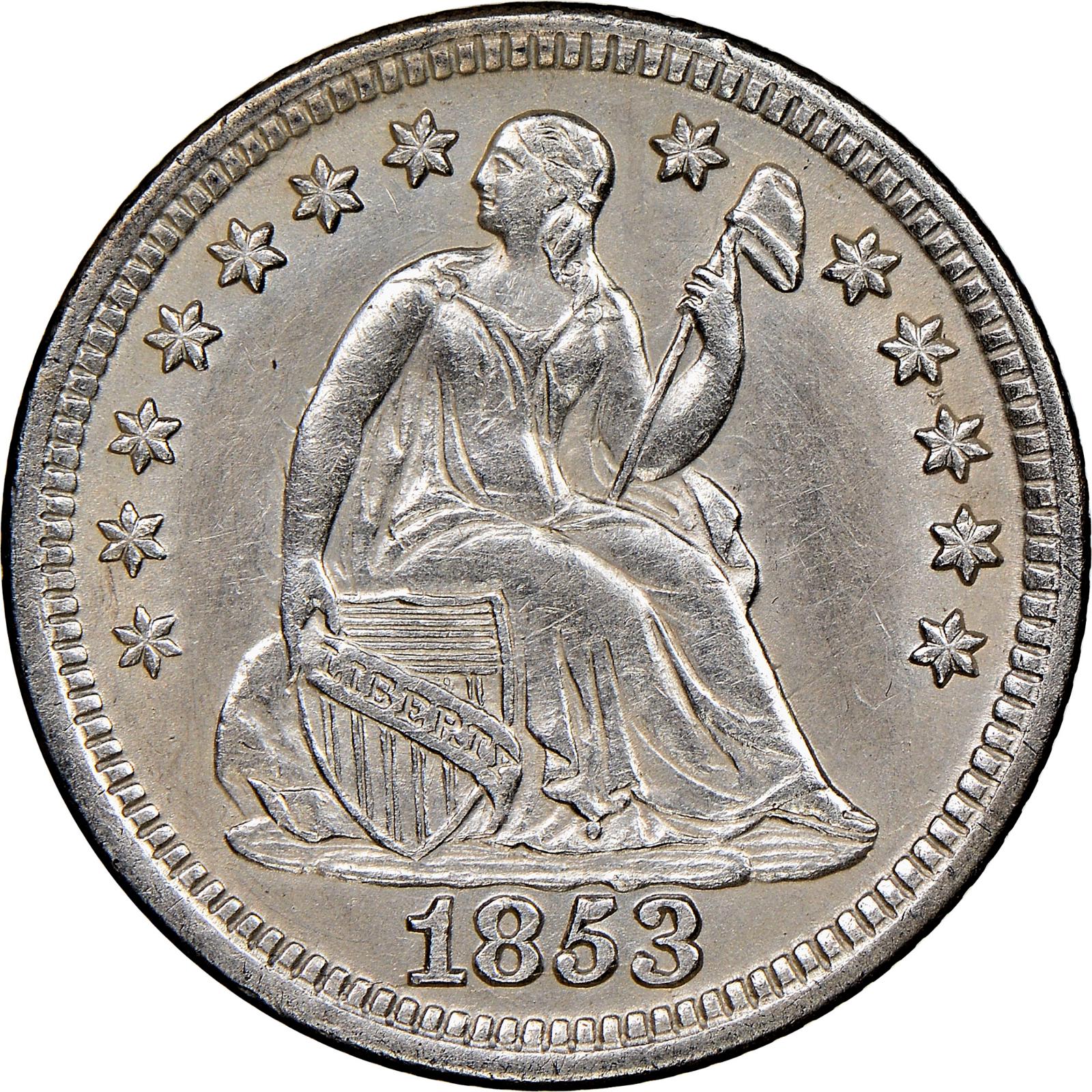 1853 [NO ARROWS] Coins Seated Liberty Dime