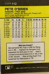 Rear | Pete O’Brien Baseball Cards 1986 Fleer Mini