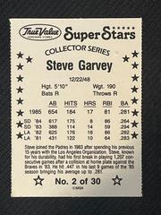 Back | Steve Garvey Baseball Cards 1986 True Value Perforated