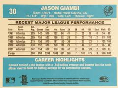 Rear | Jason Giambi Baseball Cards 2002 Donruss Originals