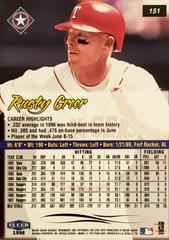 Rear | Rusty Greer Baseball Cards 1998 Ultra