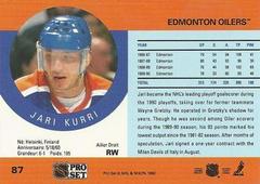 Back | Jari Kurri [Missing Signed Stripe on Front] Hockey Cards 1990 Pro Set