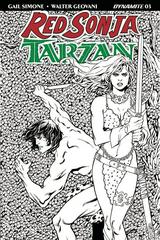 Red Sonja / Tarzan [Lopresti Black White] #3 (2018) Comic Books Red Sonja / Tarzan Prices