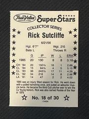 Back | Rick Sutcliffe Baseball Cards 1986 True Value Perforated