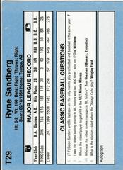 Back | Ryne Sandberg Baseball Cards 1991 Classic