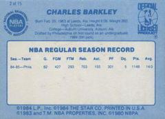 Back Side | Charles Barkley Basketball Cards 1986 Star Best Of The Best