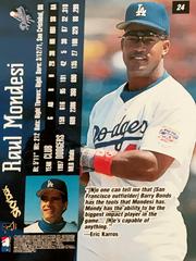 Rear | Raul Mondesi Baseball Cards 1998 Skybox Dugout Axcess