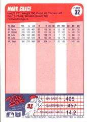 Back Of Card | Mark Grace Baseball Cards 1990 Fleer