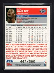 Back | Ben Wallace [Black] Basketball Cards 2003 Topps