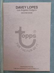 Card Back | Davey Lopes [Gray Back] Baseball Cards 1980 Topps Superstar 5x7 Photos