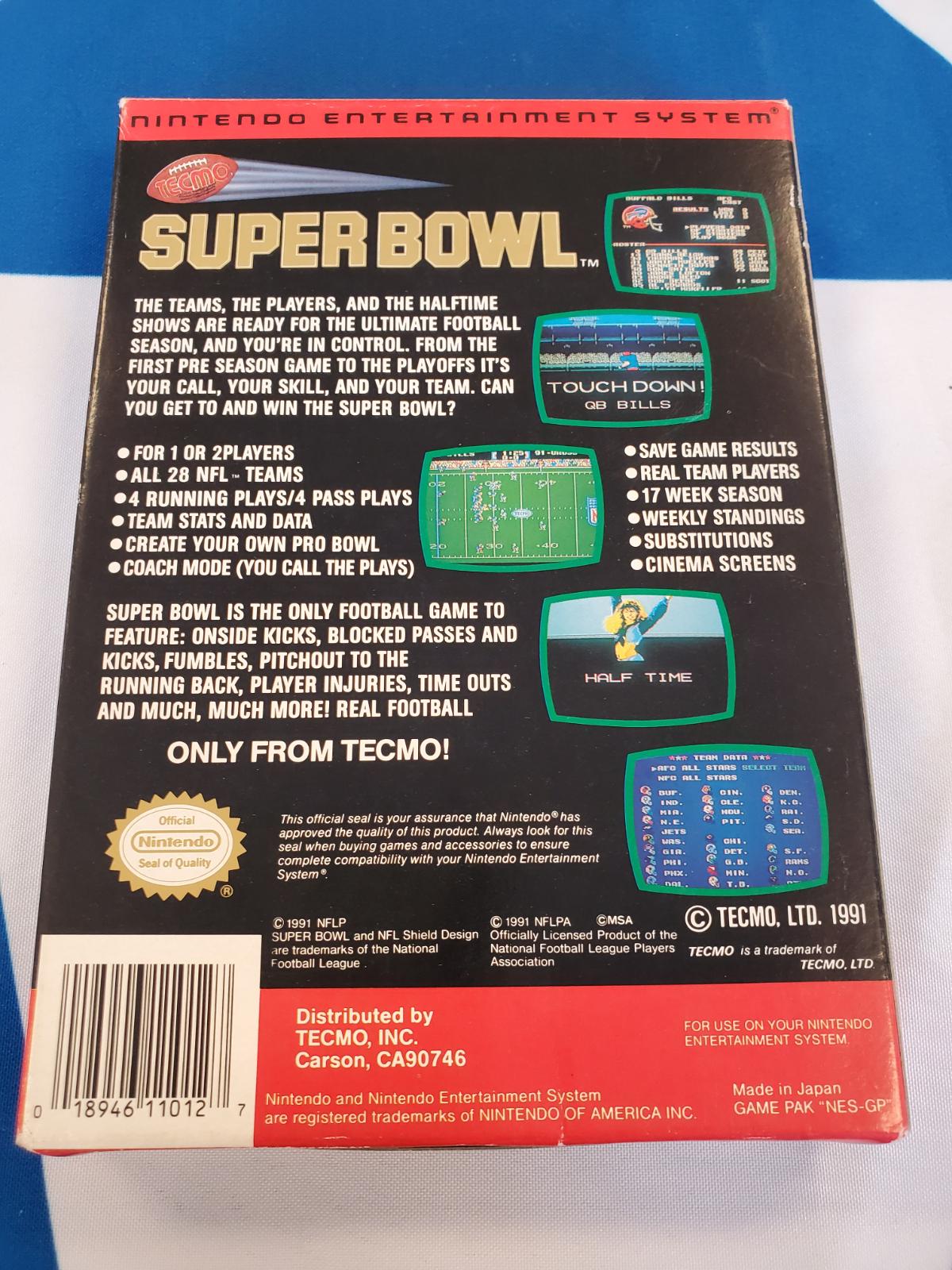 Tecmo Super Bowl Item, Box, and Manual NES