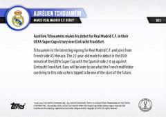 Back | Aurelien Tchouameni Soccer Cards 2022 Topps Now UEFA Champions League