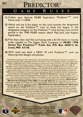 Rear | Reggie Sanders Baseball Cards 1996 Upper Deck Retail Predictor