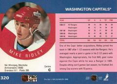 Back | Mike Ridley [Error] Hockey Cards 1990 Pro Set