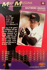 Rear | Mike Mussina Baseball Cards 1994 Sportflics 2000