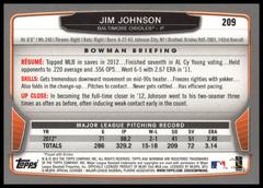 Back Of Card | Jim Johnson [Gold] Baseball Cards 2013 Bowman