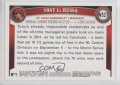 Back | Tony La Russa Baseball Cards 2011 Topps World Series Champions Cardinals