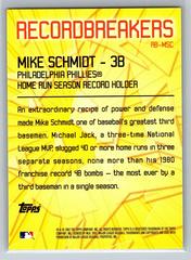 Back | Mike Schmidt Baseball Cards 2003 Topps Record Breakers