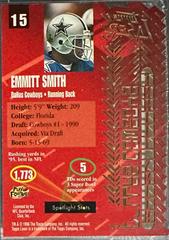Back Of Card | Emmitt Smith Football Cards 1996 Topps Laser