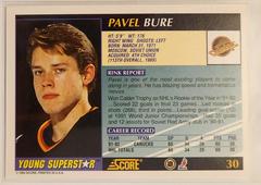 Back Of Card | Pavel Bure Hockey Cards 1992 Score Young Superstars