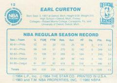 Back Side | Earl Cureton Basketball Cards 1986 Star