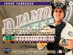 Rear | Jorge Fabregas Baseball Cards 1998 Fleer Tradition