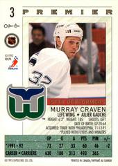 Back Of Card | Murray Craven Hockey Cards 1992 O-Pee-Chee Premier Star Performers