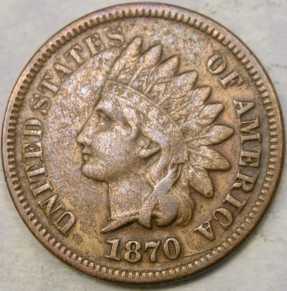 1870 [DOUBLE DIE] Coins Indian Head Penny