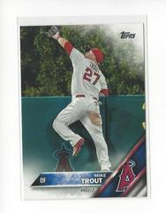 Mike Trout [White Uniform, Jumping] #1 Baseball Cards 2016 Topps Prices