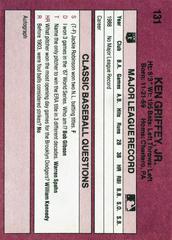 Back Card | Ken Griffey Jr. Baseball Cards 1989 Classic Travel Update I