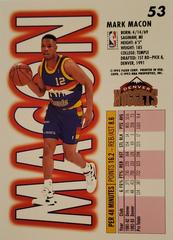 Back | Mark Macon Basketball Cards 1993 Fleer