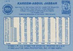 Back Side | Kareem Abdul-Jabbar Basketball Cards 1986 Star Best Of The Best