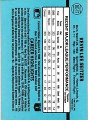 Back Of Card | Kevin Seitzer Baseball Cards 1988 Donruss MVP