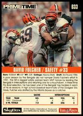 Back Of Card | David Fulcher Football Cards 1992 Skybox Primetime