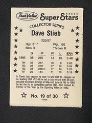 Back | Dave Stieb Baseball Cards 1986 True Value Perforated