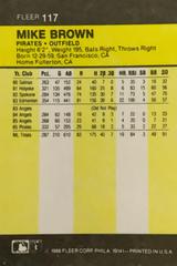 Rear | Mike Brown Baseball Cards 1986 Fleer Mini
