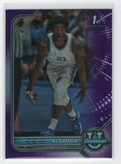 AJ Griffin [Chrome Purple Refractor] #11 Basketball Cards 2021 Bowman University Prices