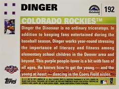 Rear | Dinger Baseball Cards 2007 Topps Opening Day